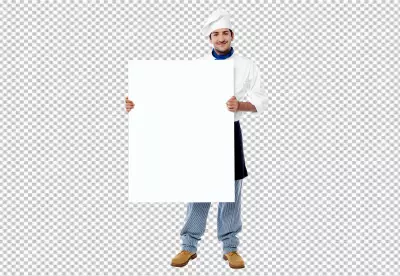 Panoramic view of happy male chef with his arm crossed against  transparent background PNG