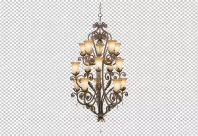  Render Retro chandelier isolated PNG transparent background 