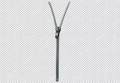 Zipper is made of metal and has a black slider and is open and the teeth are exposed