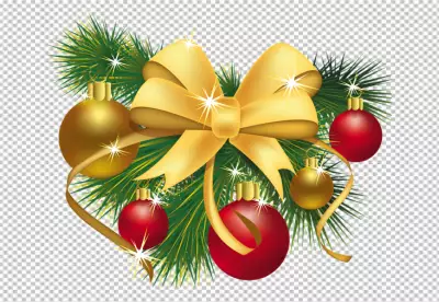 A shiny red Christmas bauble with gold swirls and patterns isolated PNG BG