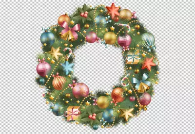 Hand drawn christmas wreath transparent background png