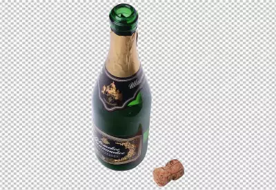 Splashing bottle of champagne transparent background 