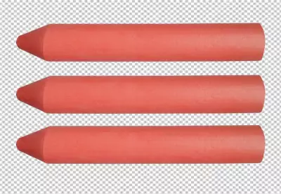 Three white chalk on transparent background 