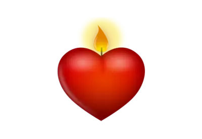 Beautiful hearts with flames candle transparent background