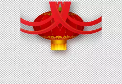 chinese lantern of circular shape realistic composition with flattened festive png