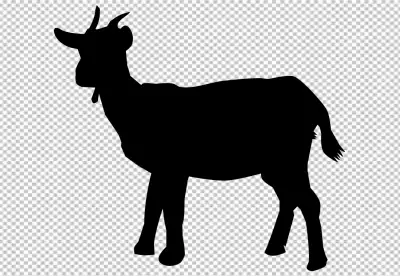 A standup Goat black shadow transparent background 