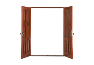 Open wooden door