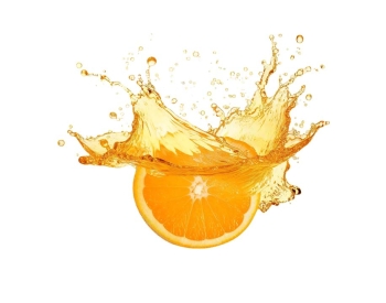Orange juice splash with orange slices
