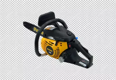 Red Professional Chainsaw Isolated on transparent  Background