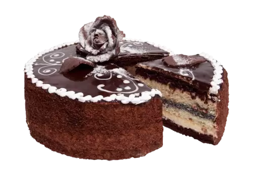 Chocolate cake on transparent background
