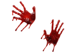 Realistic blood drops hand and blots PNG