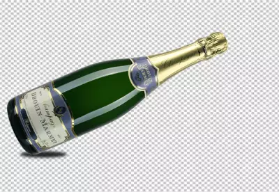 Sparkling Bottle in golden isolated on transparent background