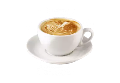 Top view espresso hot tasty inside white little plate transparent background