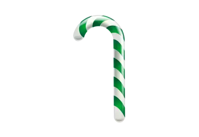 Rainbow colored candy cane isolated on transparent  background