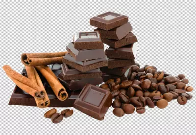 A stream of melted chocolate transparent background