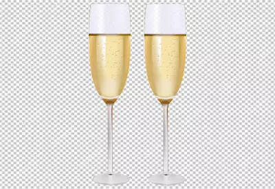 Set transparent glasses with white and red wine