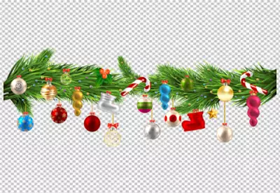 Isolated holly sprig covered in snow on transparent BG PNG