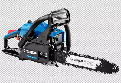 Yellow electric chain saw isolated on transparent  background