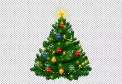 Christmas pine with balls and stars