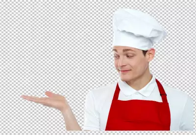 Medium shot professional chef posing transparent background PNG