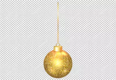 A set of shiny red and green Christmas ornaments with glittering accents isolated transparent background 