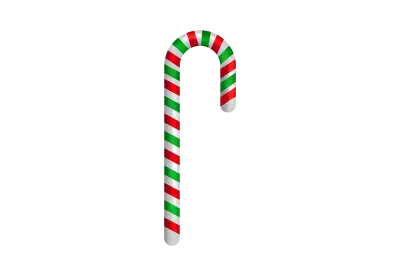 Candy cane christmas icon 3d rendering transparent background