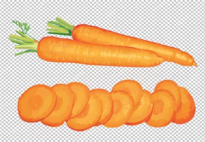 Baby carrots isolated on a transparent background