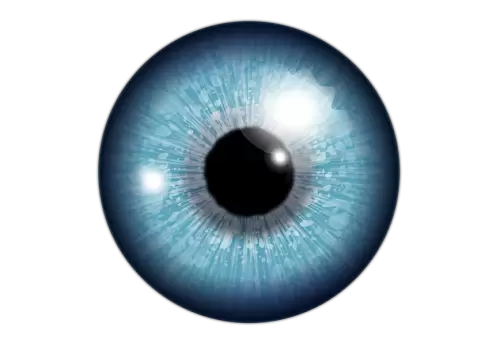 Macro photo of a beautiful blue-green eye of a woman with wing eyeliner