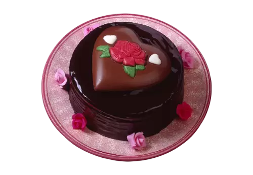 Chocolate pudding cake with chocolate sauce on  transparent background