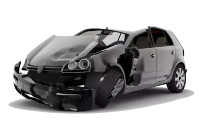 Black color car fully crash transparent background