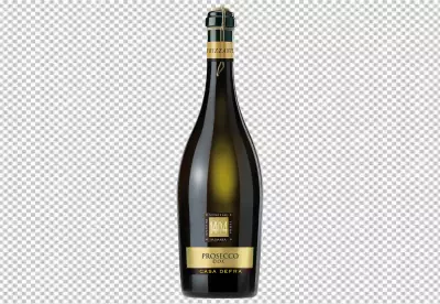 Sparkling Bottle in black and golden isolated on transparent background