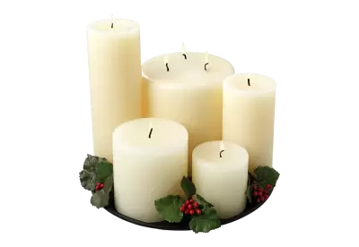Realistic christmas candle collection transparent background