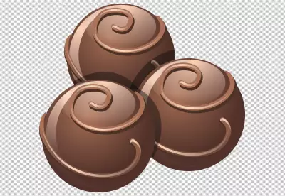 Big chocolate and small ones are each split into three parts isolated on transparent background PNG