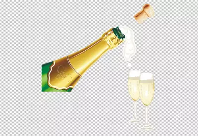 Black wine bottle isolated on transparent background