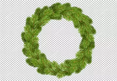 A wreath with a red ball and a red bow png background 