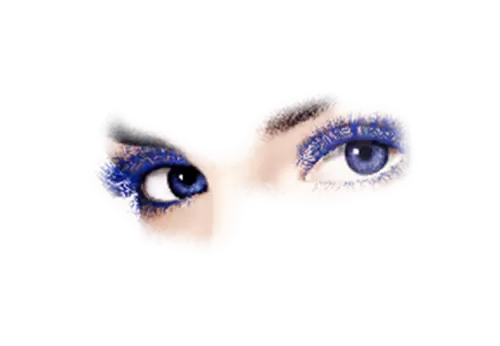 Closeup woman eyes with beautiful fashion bright blue makeup PNG