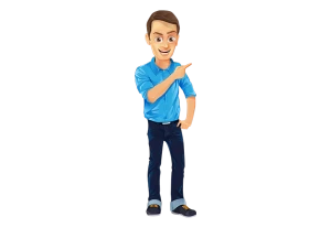 Portrait of man with sky color shirt in cartoon style