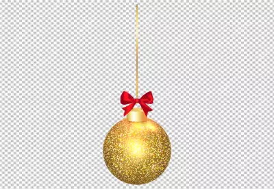 A set of shiny red and green Christmas ornaments with glittering accents isolated 