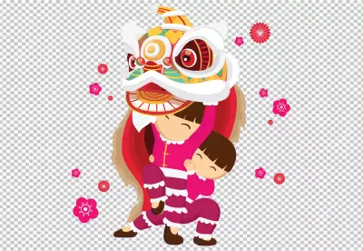 Red & golden chinese new year transparent  background