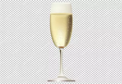 Realistic floating champagne glass