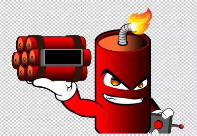A red cartoon TNT stick with a lit fuse | dynamite troll face transparent background 