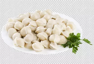 Fresh tasty momos with sauce isolated on transparent background