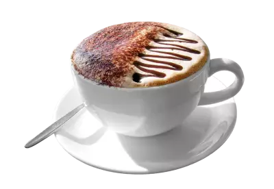 Latte art coffee on wooden table on coffee time Transparent Background