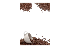 A lot of roasted coffee beans isolated on transparent background