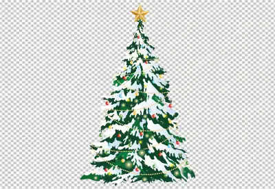 Beautiful Christmas tree with colorful balls PNG transparent background 