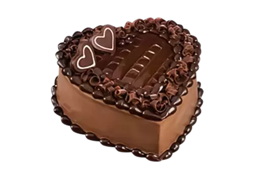 Cake poured with chocolate and decorated with different cookies on a transparent background