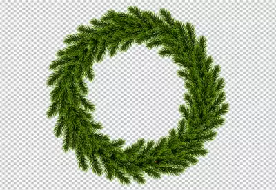 Beautifully crafted Christmas wreath with red bows and green pine needles PNG
