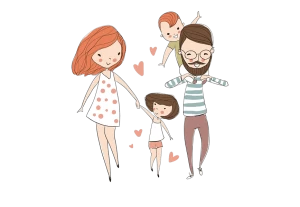 Hand drawn family animated PNG