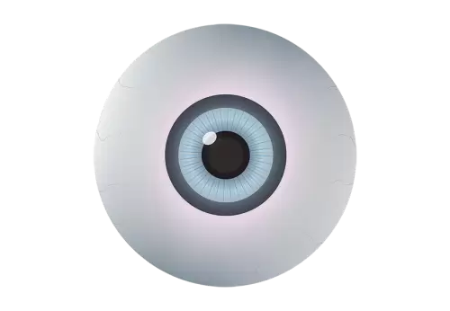 Realistic human eye with retina in the foreground