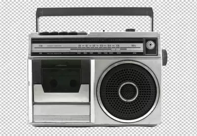 Retro-styled silver radio cassette player